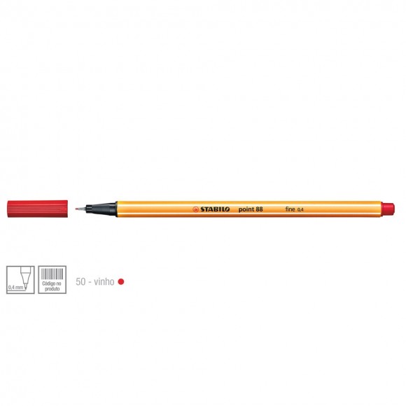 CANETA STABILO POINT88 0.4MM 88/50 VINHO