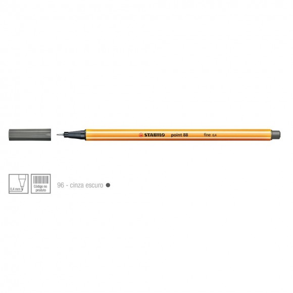 CANETA STABILO POINT88 0.4MM 88/96 CINZA