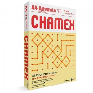 PAPEL SULFITE A4 75G CHAMEX AMARELO 500 ...