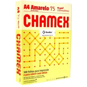 PAPEL SULFITE A4 75G CHAMEX AMARELO 500 ...