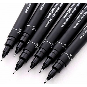 CANETA UNI PIN 0.1MM PRETA